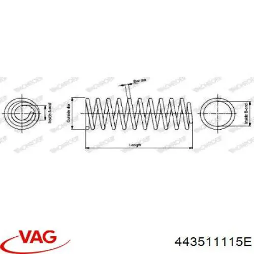 443511115E VAG Пружина подвески задняя