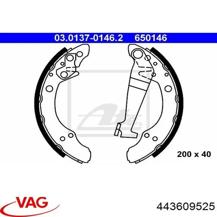 Купить 443609525 VAG Задние барабанные тормозные колодки
