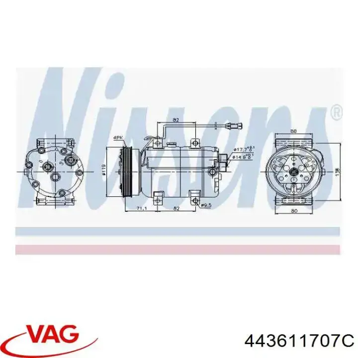443611707C VAG Гибкая тормозная трубка передняя