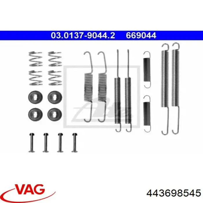 Монтажный комплект задних барабанных колодок 443698545 VAG