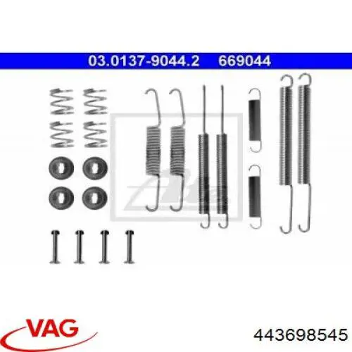 Установочный комплект задних барабанных колодок VAG 443698545 цена, от 10.76 USD