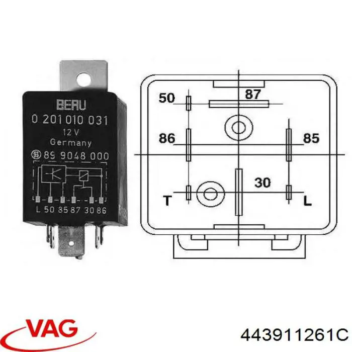 443911261C VAG Реле свечей накала