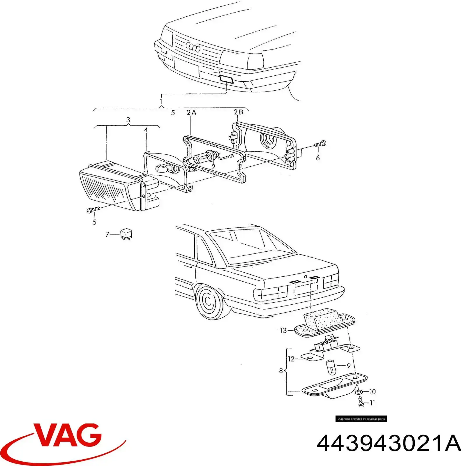 Купить 443943021A VAG Фонарь подсветки номерного знака