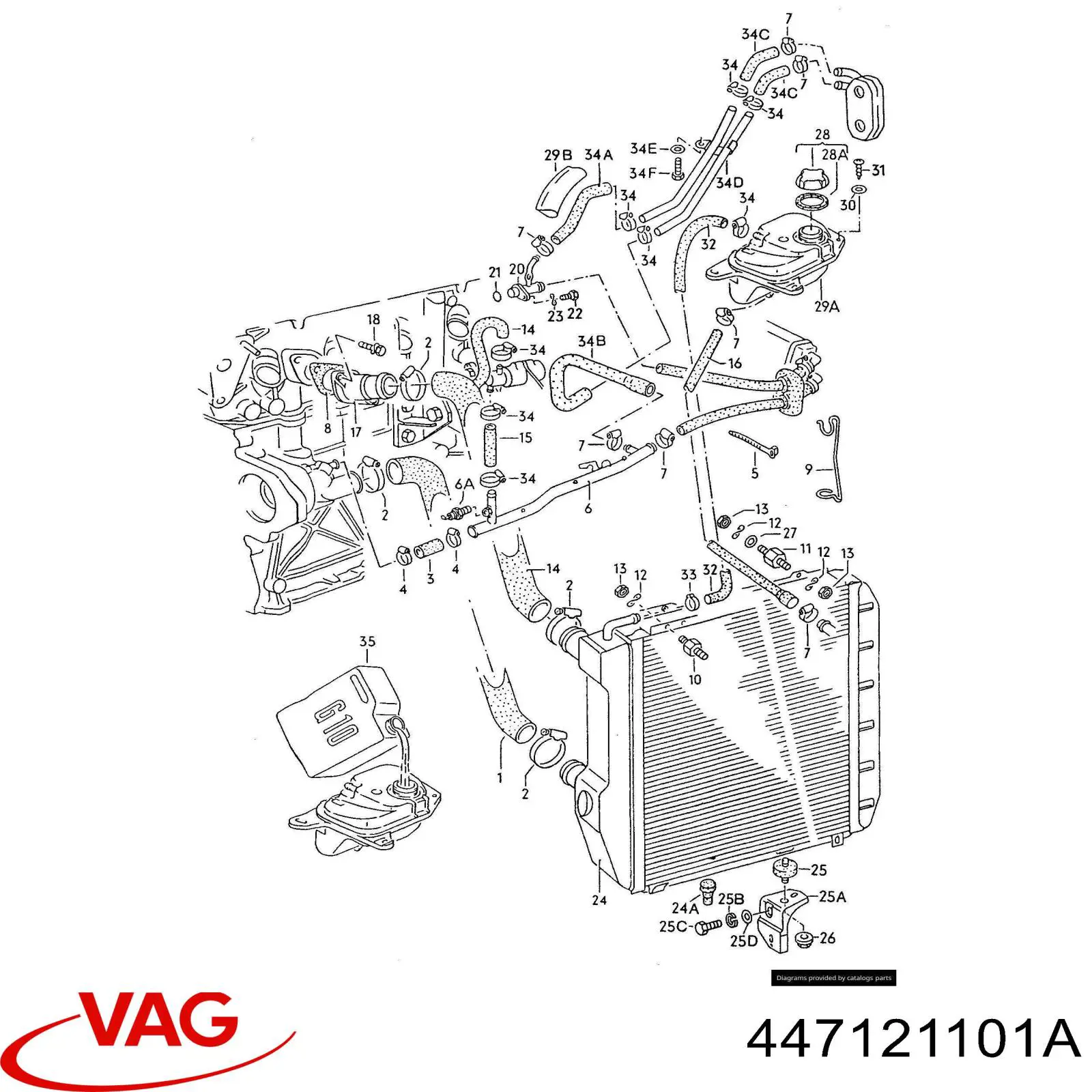 447121101A VAG шланг (патрубок радиатора охлаждения верхний)