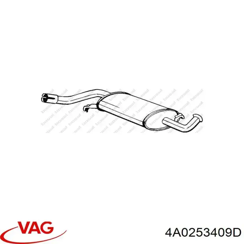 Глушитель, центральная часть VAG 4A0253409D цена, от 322.53 USD