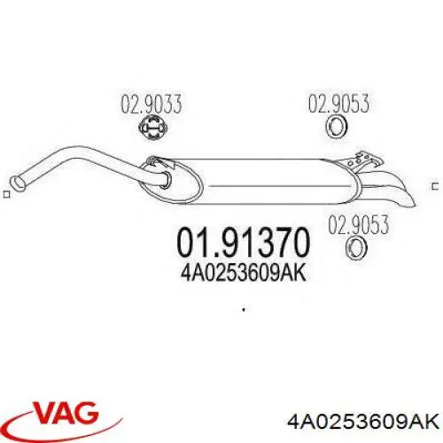 4A0253609AK VAG Выхлопная труба