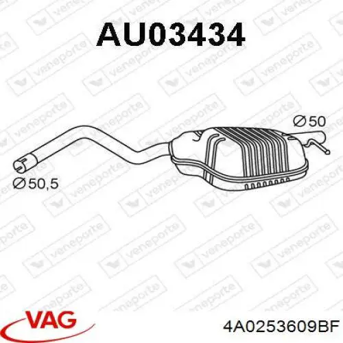 Выхлоп задний VAG 4A0253609BF цена, от 596.56 USD