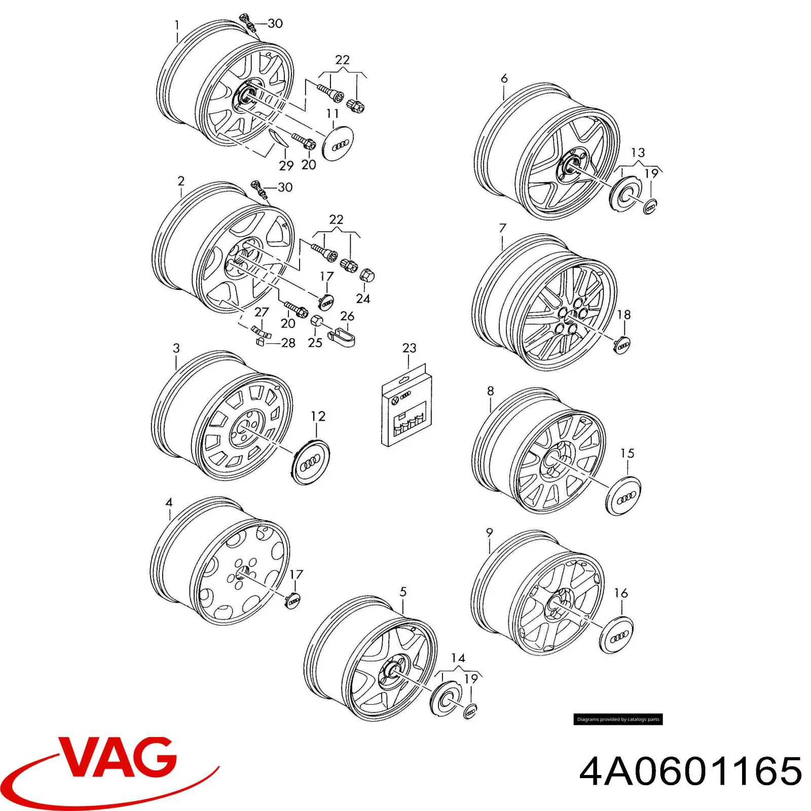 4A0601165 VAG Колпаки на диски