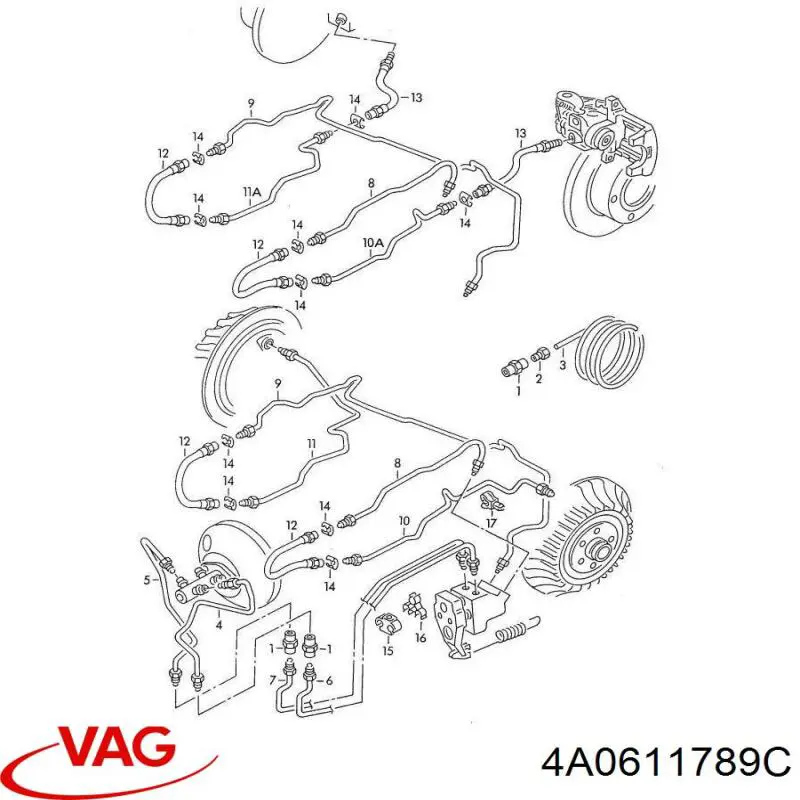 Штуцер прокачки суппорта тормозного переднего 4A0611789C VAG