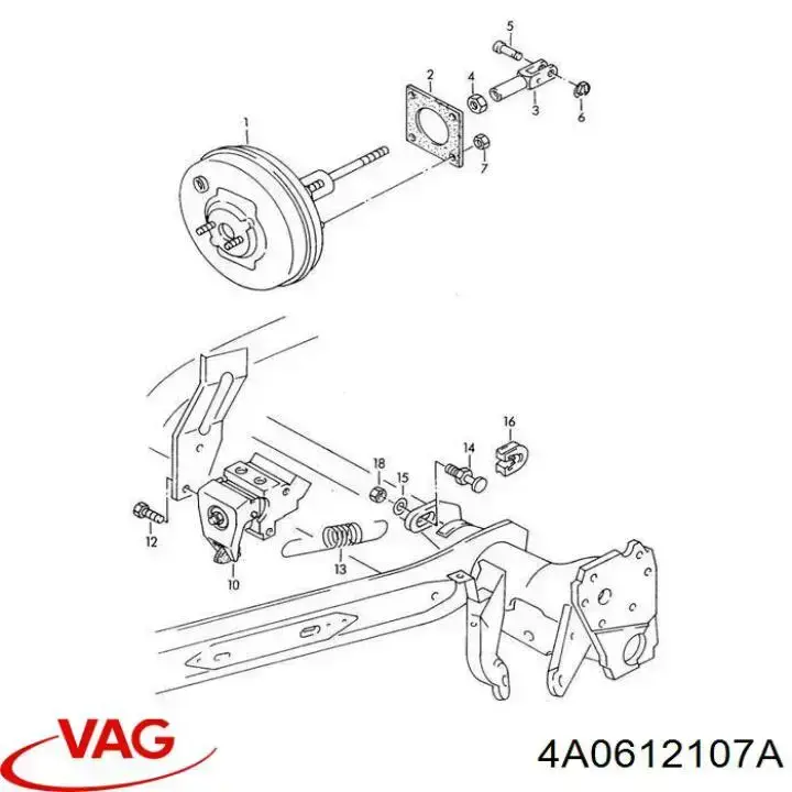 Reforçador dos freios a vácuo para Audi 80 (8C, B4)