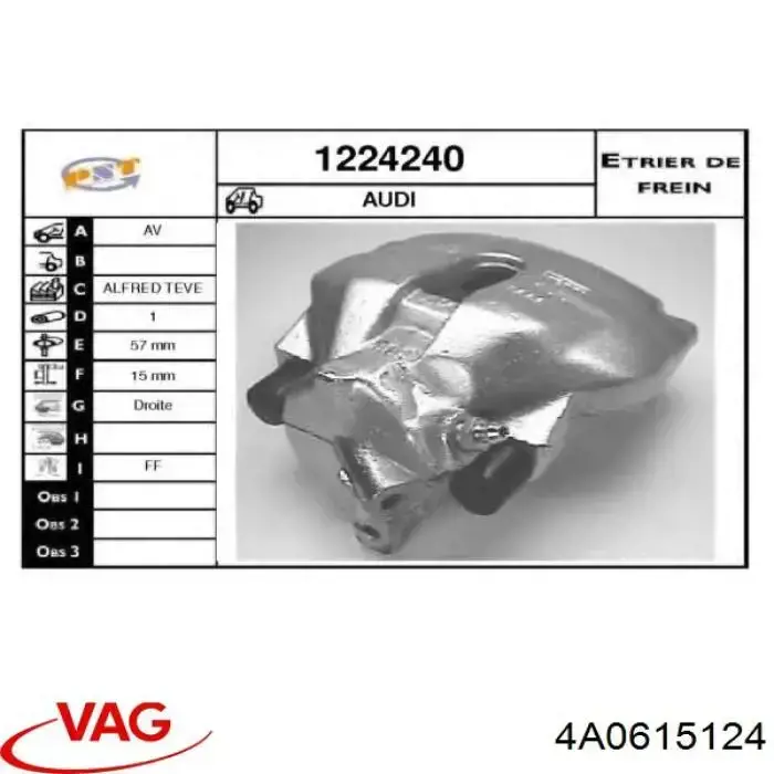 Тормозной суппорт VAG 4A0615124 цена, от 9.84 USD