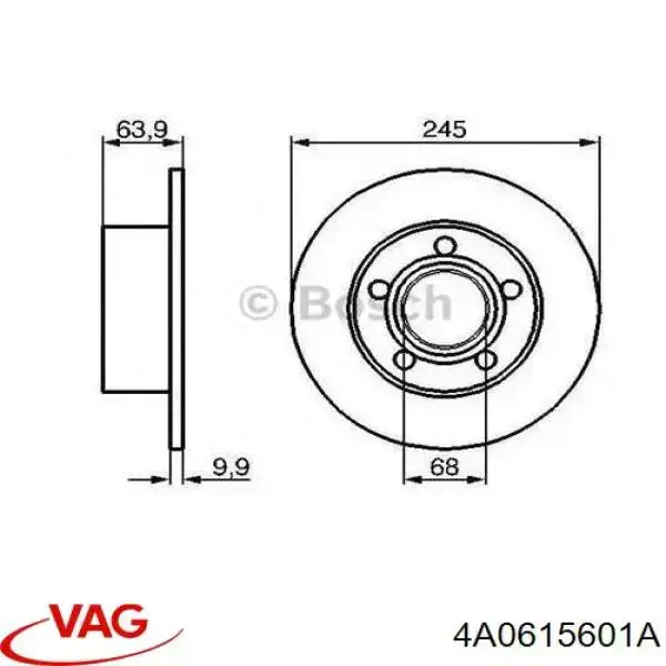 Задний тормозной диск VAG 4A0615601A цена, от 12.67 USD