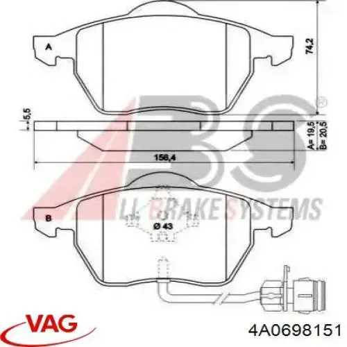 Колодки VAG 4A0698151 цена, от 21.09 USD