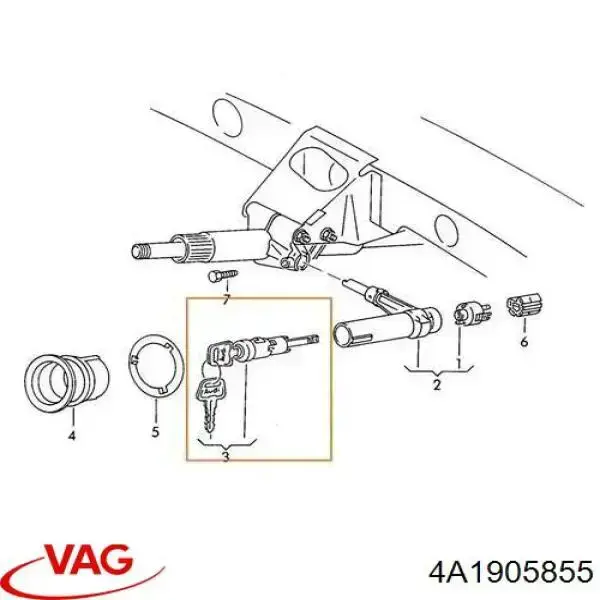 Купить 4A1905855 VAG Личинка замка зажигания