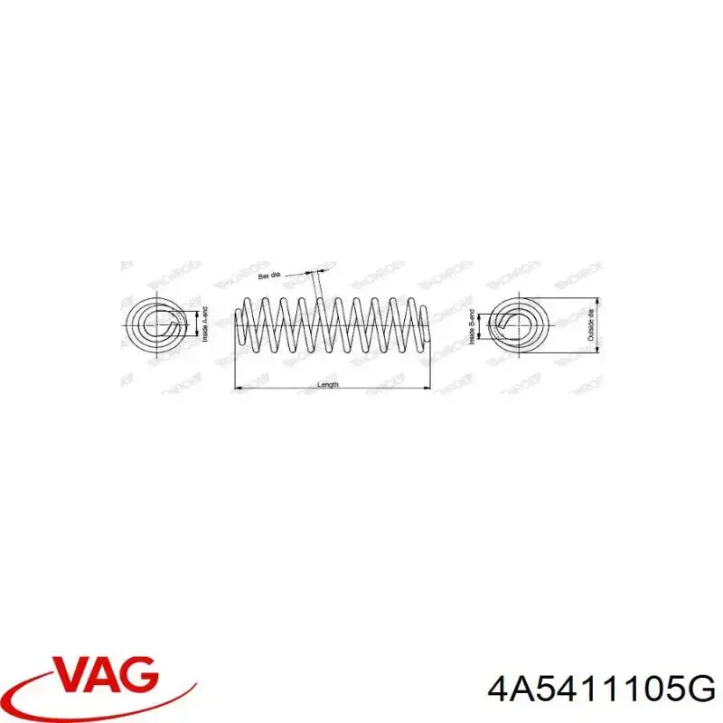 Пружина амортизатора передняя VAG 4A5411105G цена, от 5.80 USD
