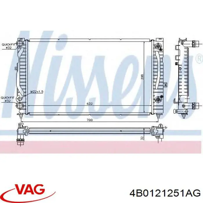 Купить 4B0121251AG VAG Радиатор водяной