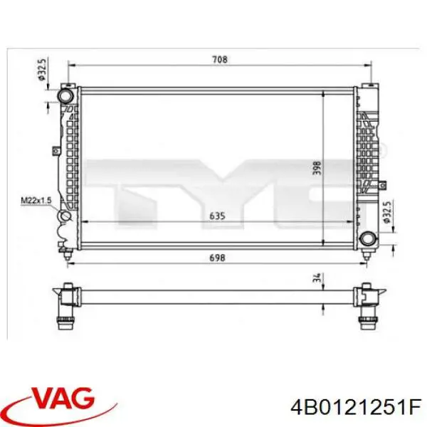 Радиатор охлаждения двигателя VAG 4B0121251F цена, от 55.65 USD