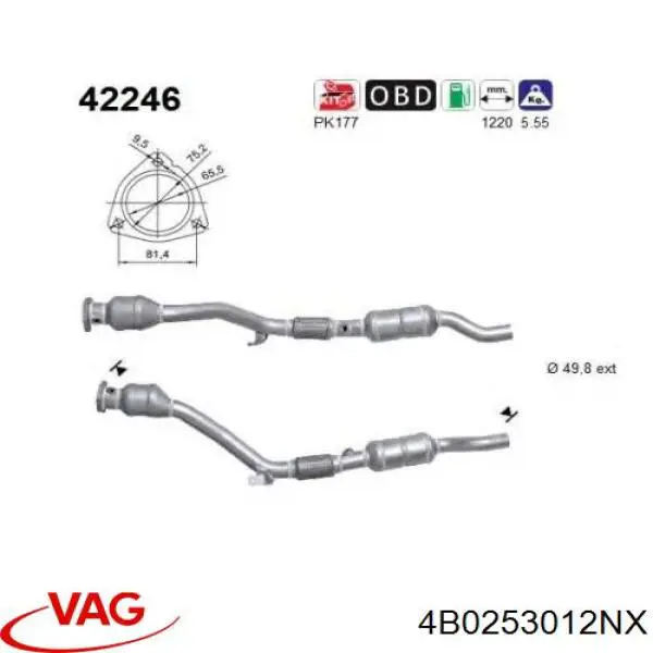 4B0253012NX VAG Глушитель, передняя часть