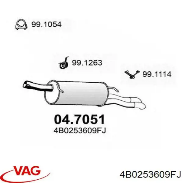 4B0253609FJ VAG Выхлопная труба