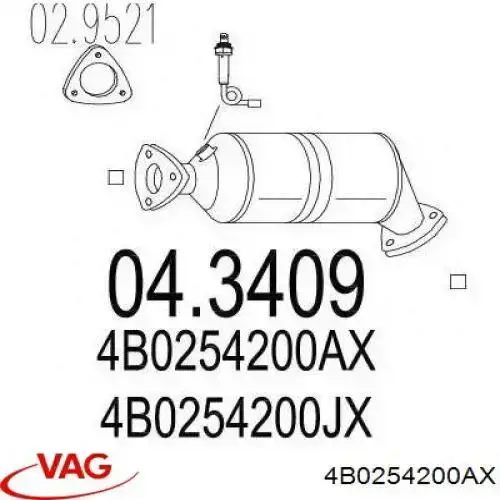 Каталитический нейтрализатор отработавших газов VAG 4B0254200AX цена, от 143.05 USD