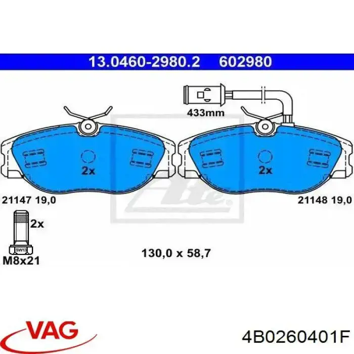 4B0260401F VAG radiador de aparelho de ar condicionado