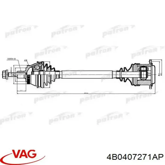 Купить 4B0407271AP VAG Привод в сборе левый