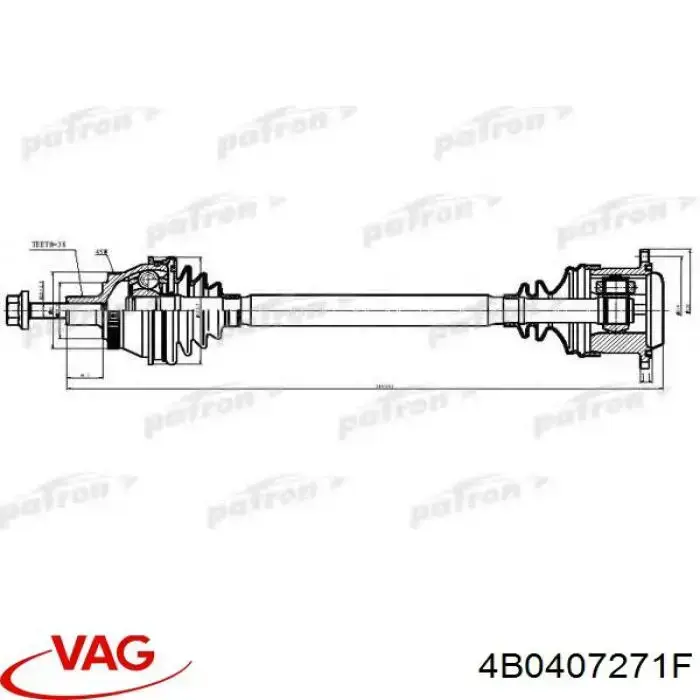Левая полуось 4B0407271F VAG