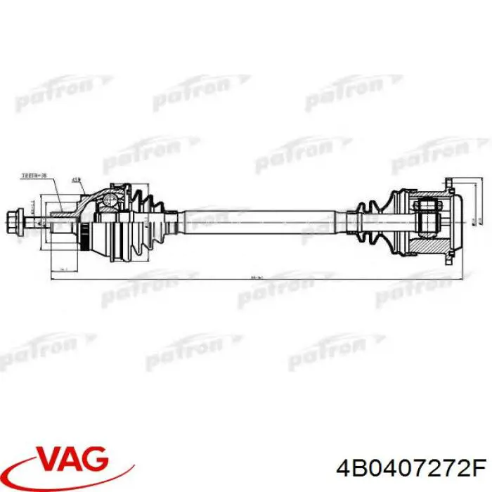 4B0407418E VAG Полуось передняя, правая