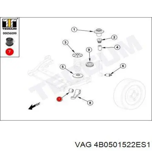 Сайлентблок задней балки (подрамника) 4B0501522ES1 VAG