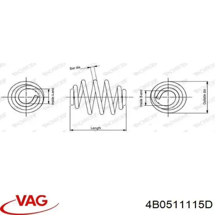 Купить 4B0511115D VAG Пружина подвески