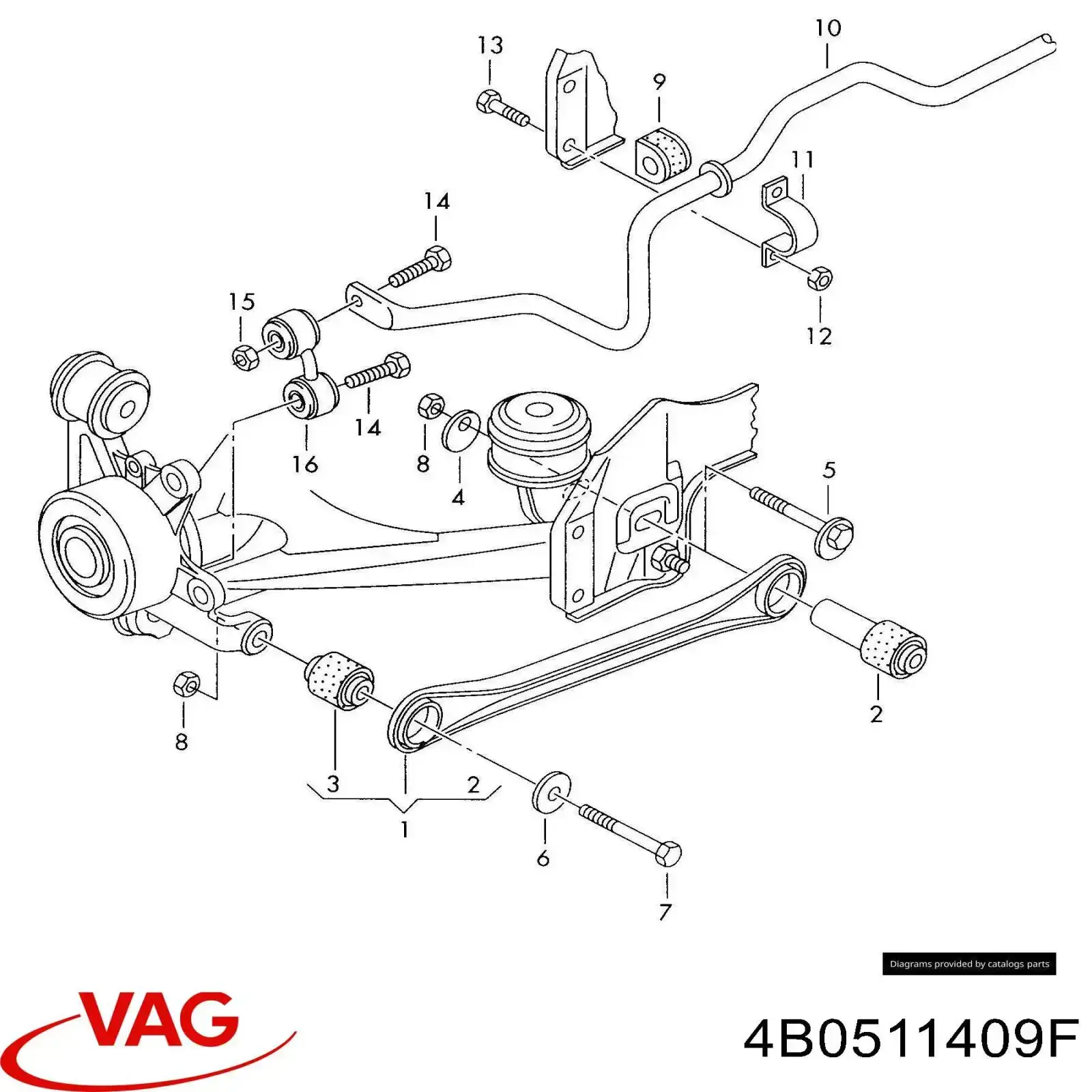 Стабилизатор задней оси VAG 4B0511409F цена, от 63.35 USD
