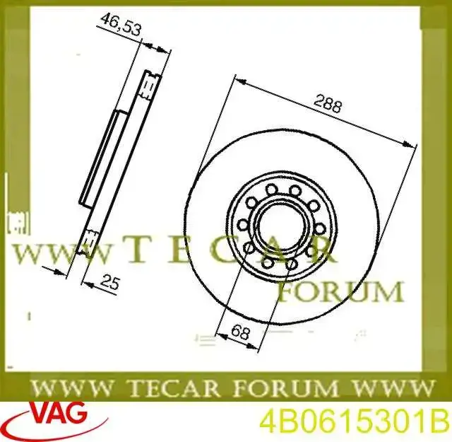 4B0615301B VAG диск тормозной передний