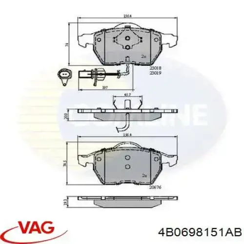 Тормозные колодки VAG 4B0698151AB