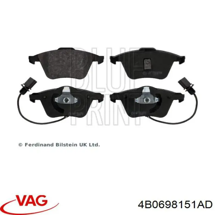 4B0698151AD VAG колодки тормозные передние дисковые