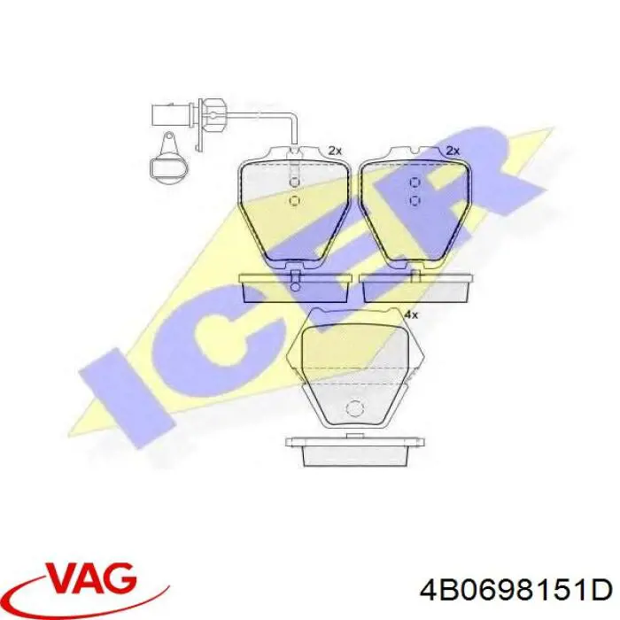 Купить 4B0698151D VAG Колодки тормозные