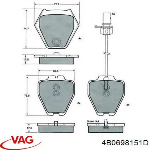 Колодки VAG 4B0698151D цена, от 38.62 USD