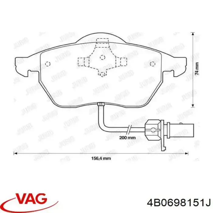 Передние тормозные колодки 4B0698151J VAG