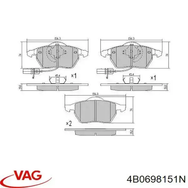 Колодки VAG 4B0698151N цена, от 34.88 USD