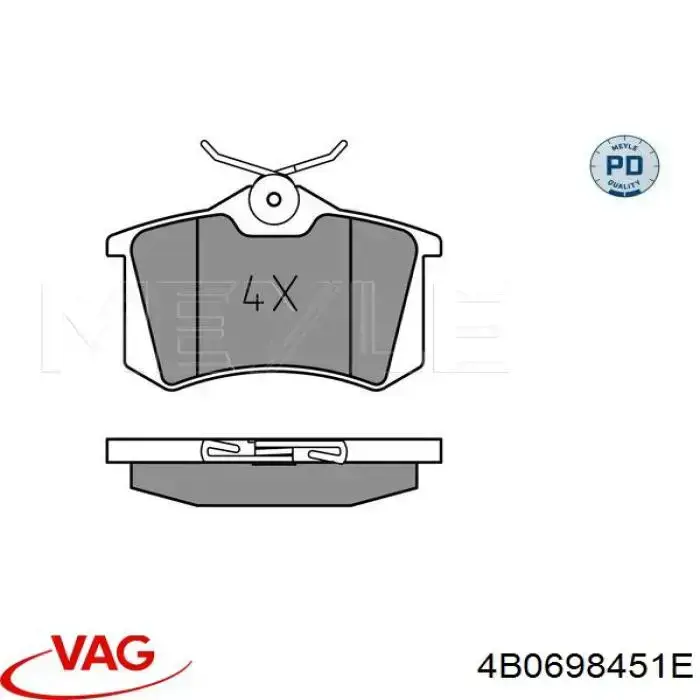 Sapatas do freio traseiras de disco 4B0698451E VAG