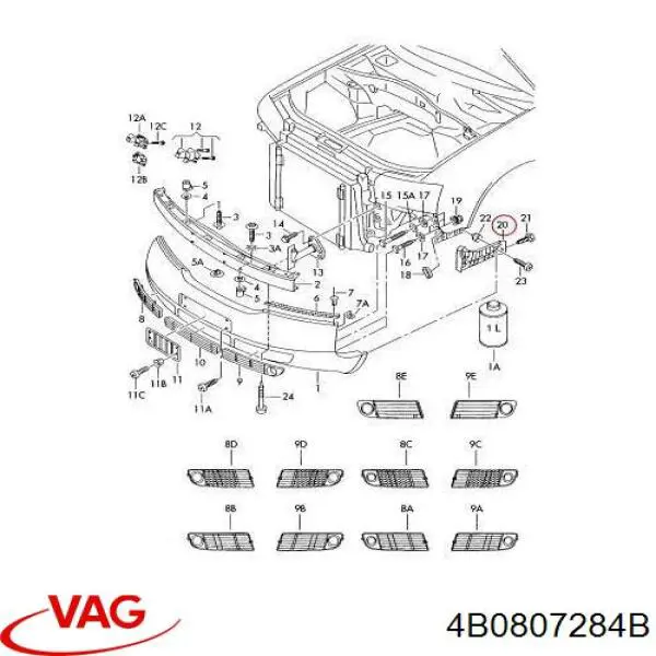 Направляющая переднего бампера правая PAD99029AR Signeda