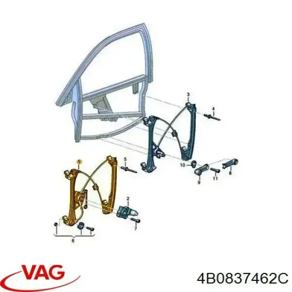 4B0837462C VAG механизм стеклоподъемника двери передней правой