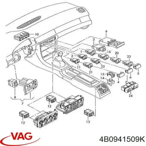 Кнопка аварийной сигнализации VAG 4B0941509K