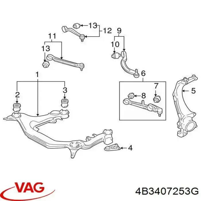 Кулак поворотный передний левый VAG 4B3407253G