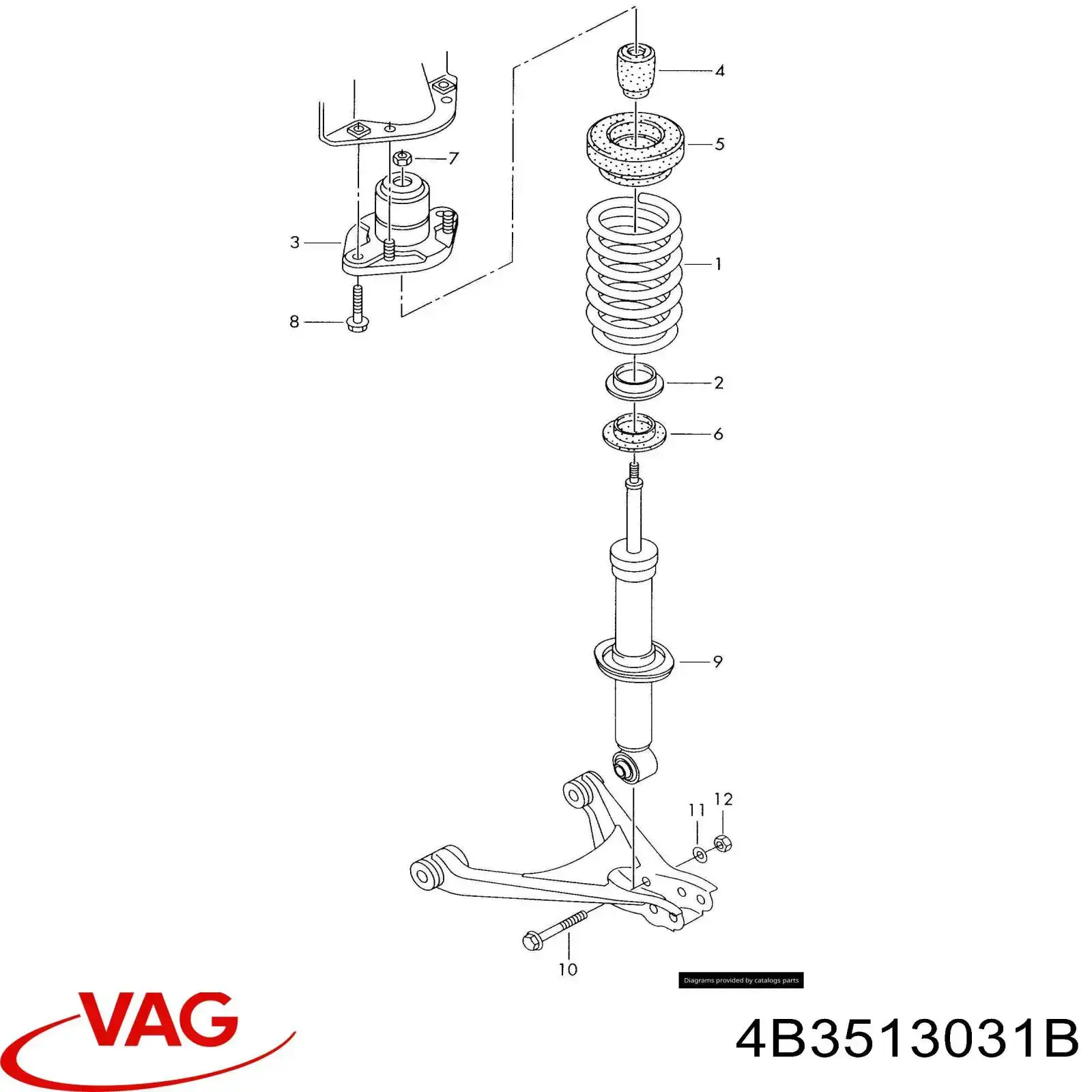 Стойка амортизатора задняя VAG 4B3513031B цена, от 854.31 USD