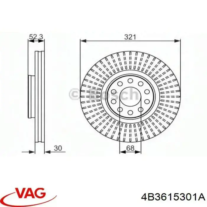 Тормоз дисковый передний VAG 4B3615301A цена, от 61.71 USD