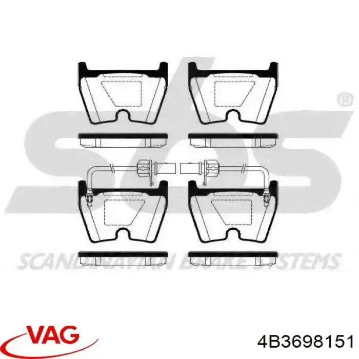 Купить 4B3698151 VAG Колодки тормозные