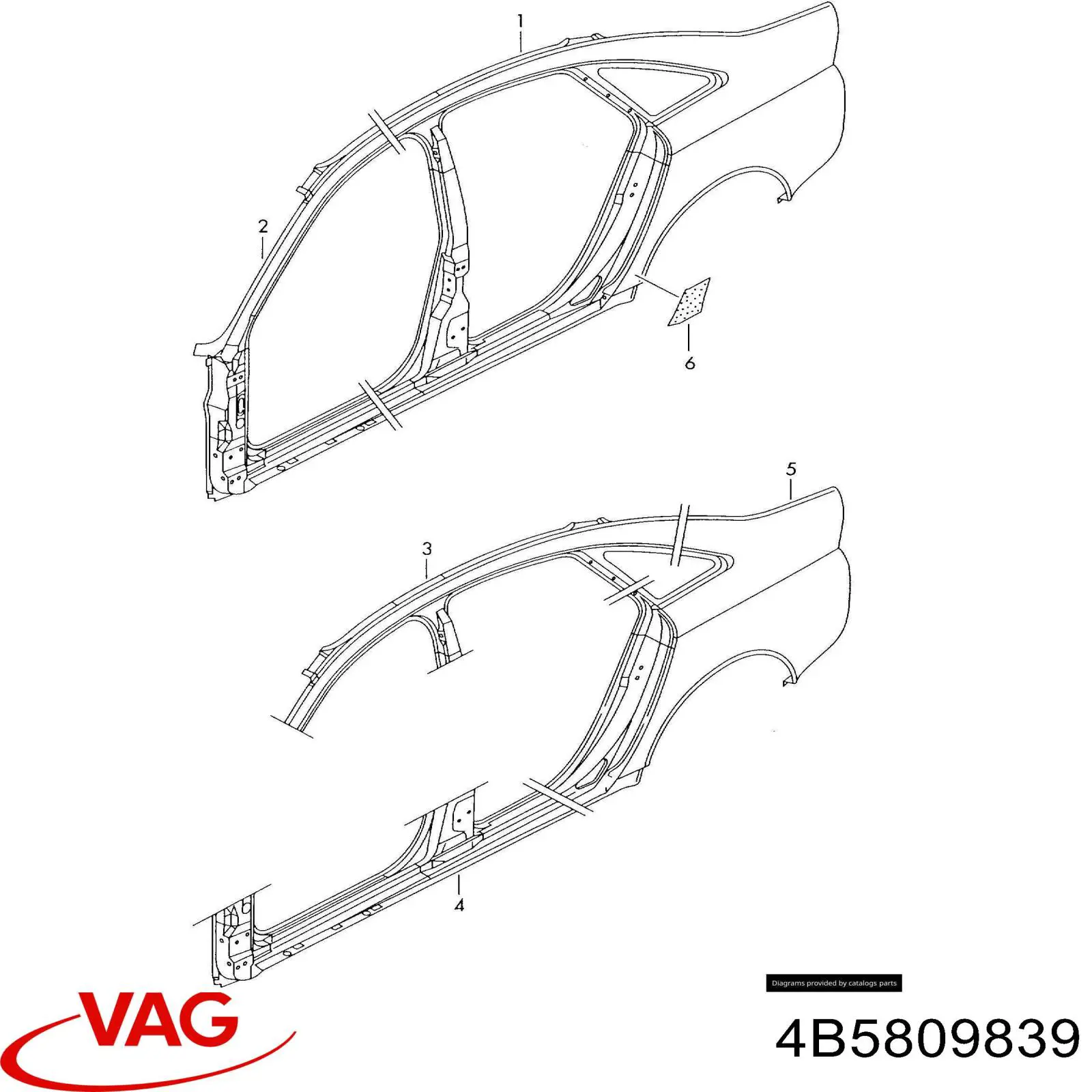 Стойка кузова передняя левая 4B5809839 VAG