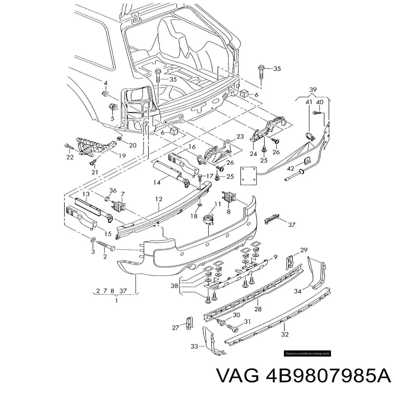 4B9807985A VAG Левое крепление переднего бампера