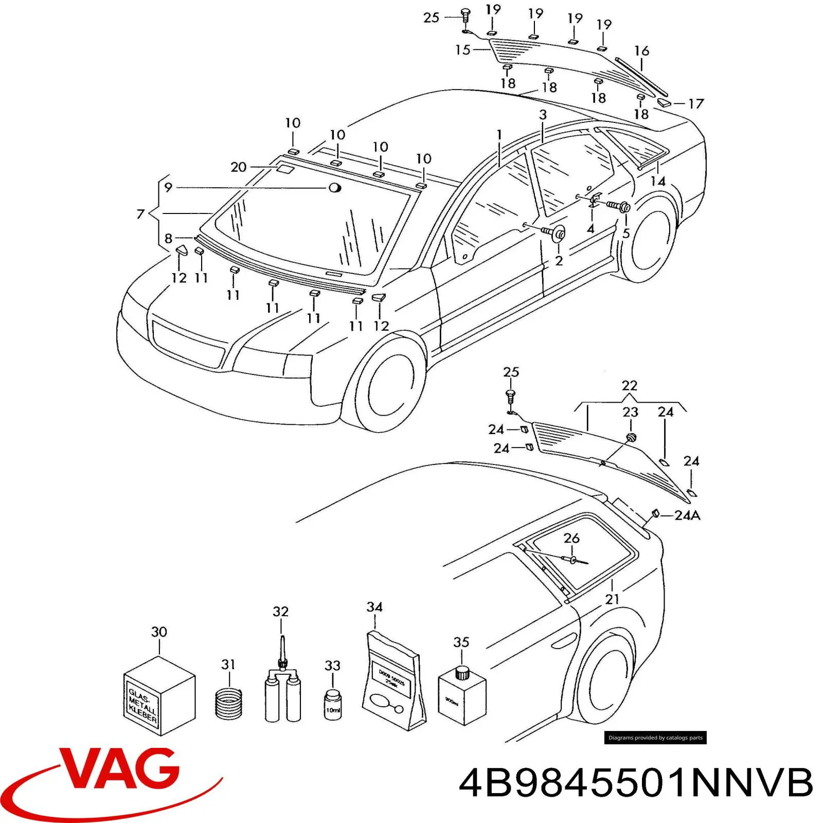 Купить 4B9845501NNVB VAG Стекло крышки багажника