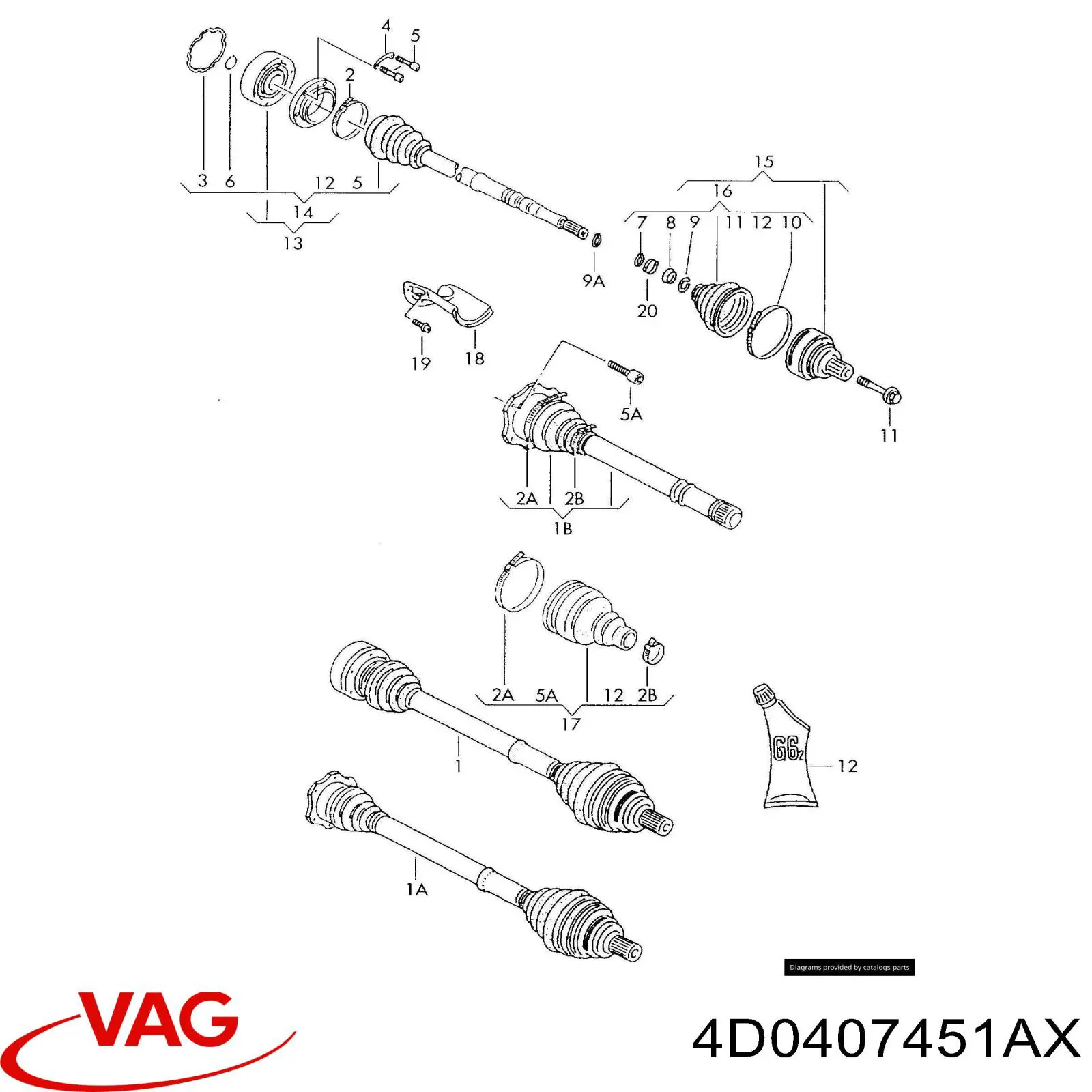 4D0407451AX VAG Полуось передняя левая
